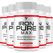  5 Pack Iron Pure Performance Supplement, IronPure Premium Pills 300 Capsules 