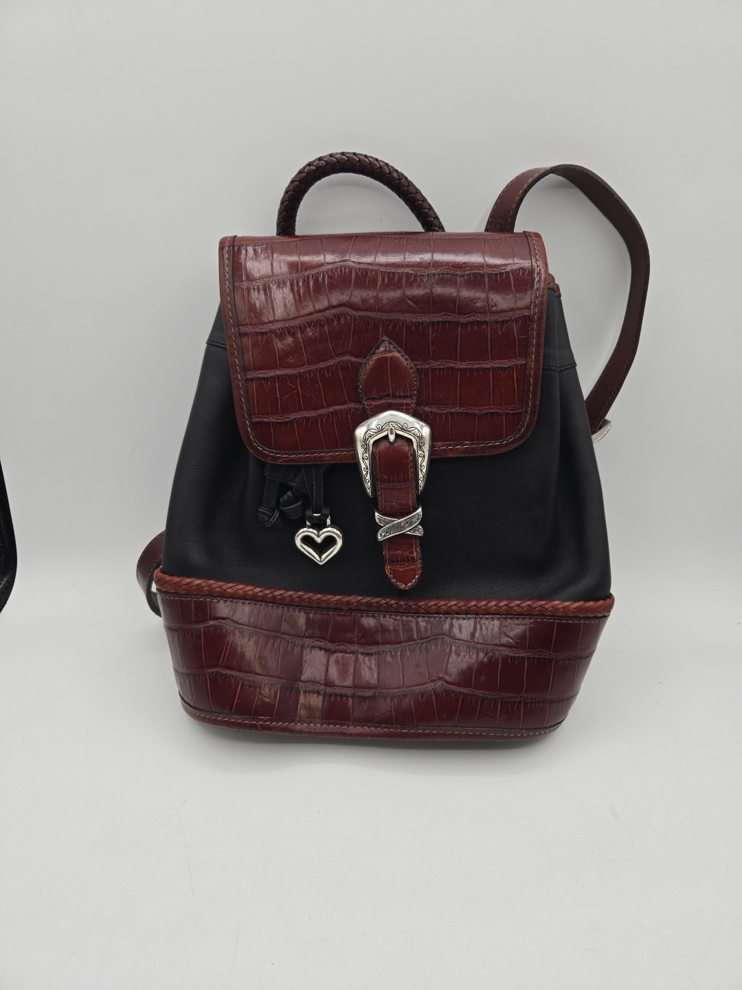 Vintage Brighton Monica Backpack Croc Embossed Leather Rare 210748