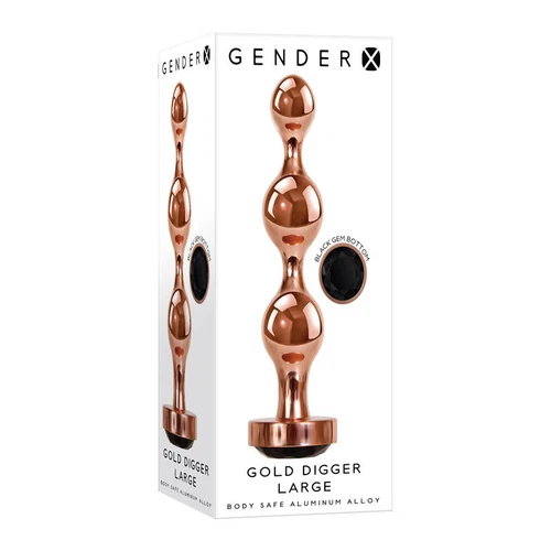 Gender X GOLD DIGGER Large - Rose Gold Large Butt Plug with Black Gem Base - Imagen 9 de 9