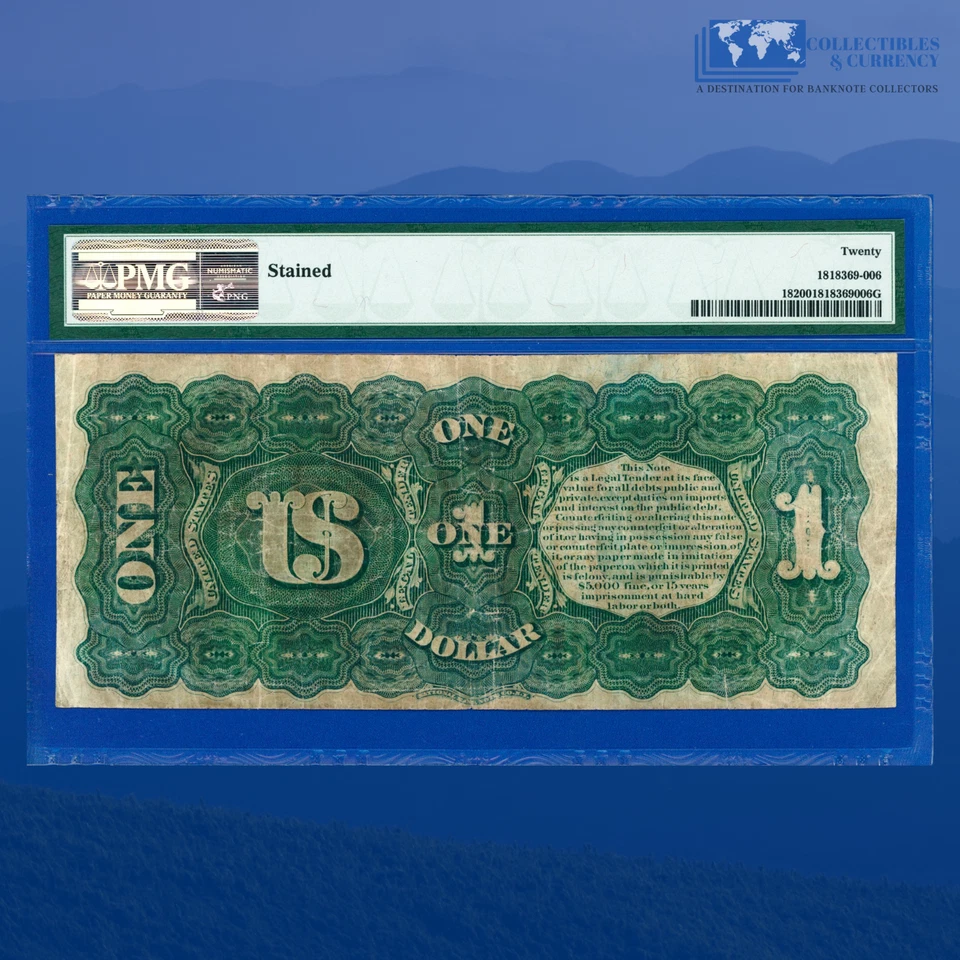 Fr.18 1869 $1 One Dollar "RAINBOW" Legal Tender Note, PMG VF 20 #20341 - Image 2 of 3