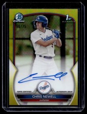 2023 Bowman Chrome Prospect Autographs Yellow Refractor Chris Newell Auto 56/75