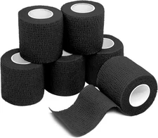 First Aid 2 Inch x 5 Yards 6 Pcs Self Adhesive Bandage Medical Wrap BLACK Rolls