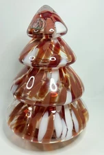 Zorza Polish Handblown Glass Tree Red & White Table Decor Holiday Christmas 9”