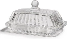 Butter Dish with Lid for Countertop Vintage Glass Clear Crystal Butter Holder Ke