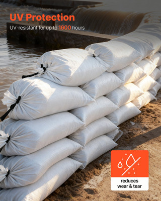 Empty Sandbags, 300 Packs 16 x 26 in, Heavy Duty Sand Bags Sacks with Ties, 50l