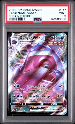 2021 POKEMON SWORD & SHIELD FUSION STRIKE #157 FULL ART/GENGAR VMAX PSA 9 Mint