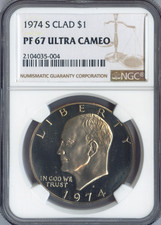 1974-S Eisenhower Dollar NGC PR67 Ultra Cameo Quality