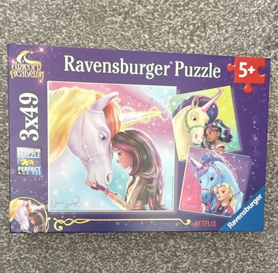 Ravensburger Unicorn Academy Jigsaw Puzzle Set 5+ (3x49 Pieces) Mini Poster - Image 1 of 2