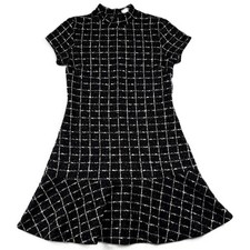 Mango, women's Black Ruffle Hem Tweed Dress Size M