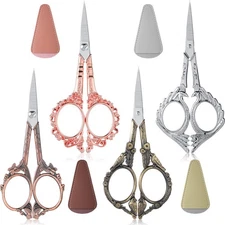 4 Pairs 4.72 Inch Sewing Embroidery Scissors with 4 Pcs Artificial Leather Co...