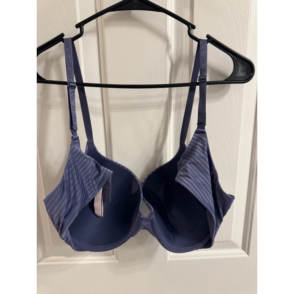 Victoria's Secret Camiseta Push Up Cobertura Completa Sujetador 36D Azul Rayas Foto 4 de 4