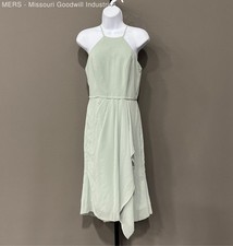 Davids Bridal Dusty Sage Solid F20014 High Neck Chiffon Dress Size 2