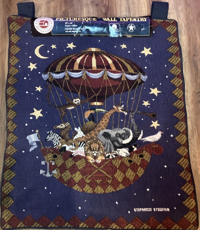 Noah's Ark Balloon Tapestry Wall Hanging by Stephanie Stouffer Nursery 25”x33”