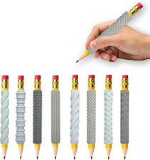8 Pack Textured Pencil Grips for Kids, Teens, Adults, Silicone Sensory Fidget Sl