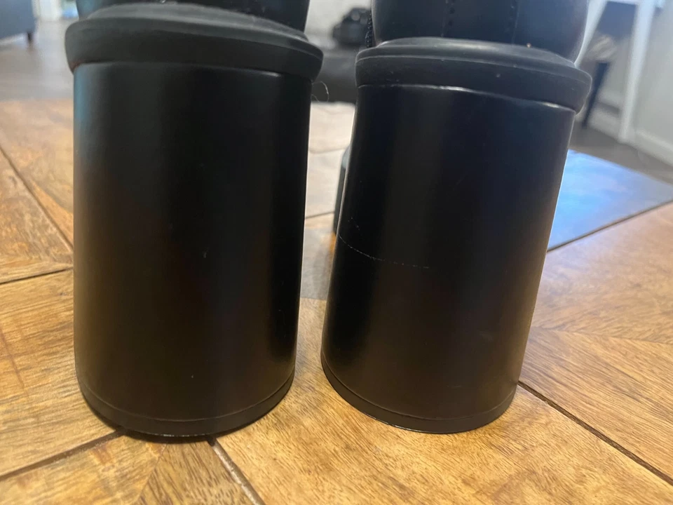 Gianni Bini Suzie Mujer Cuero Encaje/Gancho Cremallera Lateral Tacón Bloque Botas, Negras 7M Foto 4 de 4