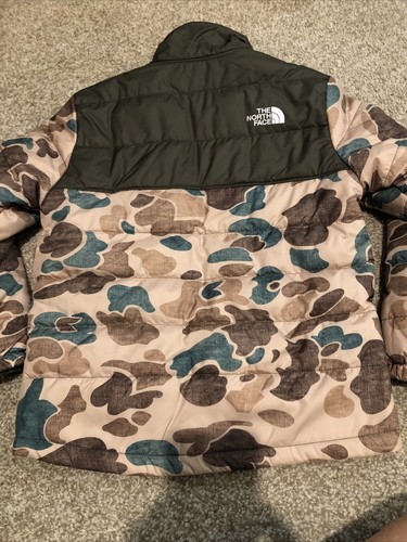 NORTH FACE BOY Reversible Chimbo Camo Green Winter Fleece 3 In 1 JACKET XS 6 - Picture 9 of 9