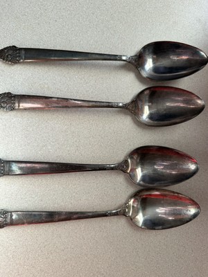 4 Serving Spoons King Cedric Oneida Community Silverplate Fruit 1933 Plate