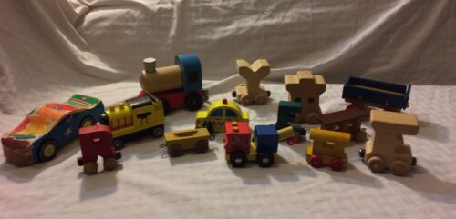 14 Wooden Trains 🚂 Letters Vintage & Modern Mixed Collection B1-4 - Picture 1 of 4
