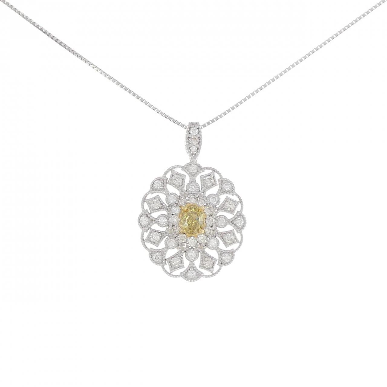 Authentic PT K18YG Diamond Necklace 0.322CT FBGY VS2 Oval cut  #270-003-974-2145