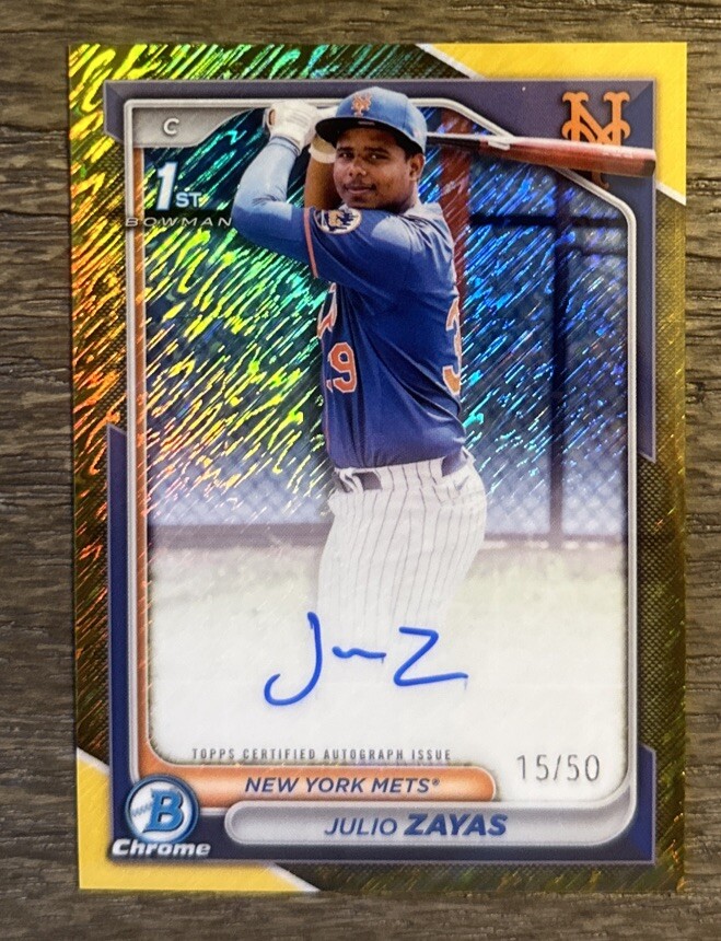 2024 Bowman Chrome - Prospect Autographs Gold Refractor #CPA-JZ Julio Zayas /50