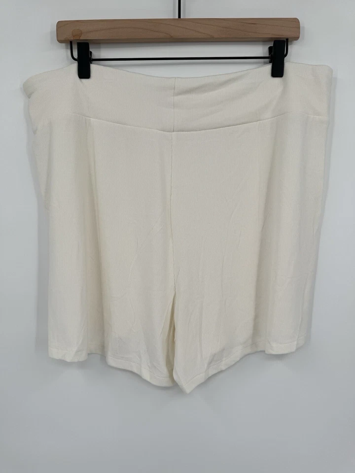 Cozy Earth Women’s Bamboo Rib-Knit Stretch Pajama Shorts Size XXL 2XL Ivory Foto 2 de 4