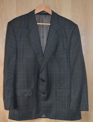 AQUASCUTUM Sportlicher Smart Check Blazer Jacke aus reiner Schurwolle - 44R
