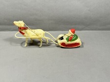 Vintage Christmas Celluloid Santa and Sleigh with Reindeer Viscoloid Toy