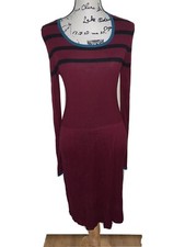 MATTY M Red Black Stripe Knit Mini Dress Size S Long Sleeves