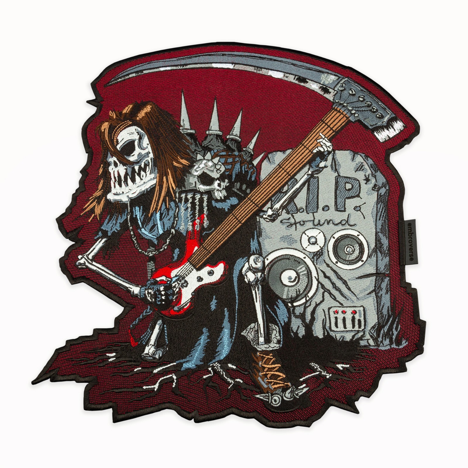 Hell Rocker Large Back Patch, Death Skeleton, Embroidered Biker Patches ...