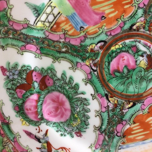 Paar 2er Set antike chinesische Rose Medaillon Porzellan Teller 10 1/4" schön - Bild 9 von 24