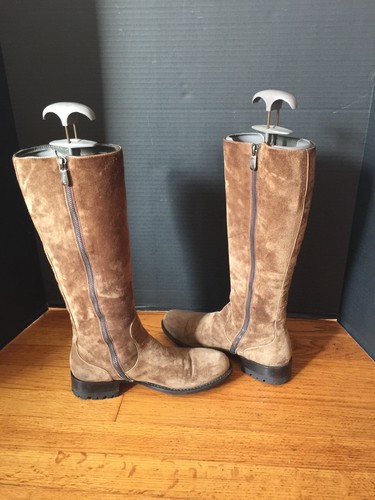 Rocco P Tall Brown suede boots italy women's EU 37 size 7 vibram sole Zipper - Picture 4 of 8