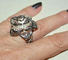 925 Sterling Silver Filigree Rose Flower Ring