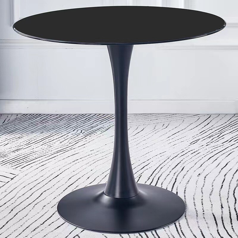 Tavolo Rotondo In MDF Con Piede Centrale - Diametro 70 Cm, Nero, Perfecto Per Sala Da Pranzo O Ufficio - Foto 5