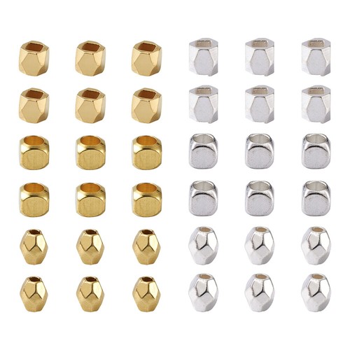 360pcs Faceted Spacer Beads Column Cube Oval Tiny Metal Spacer Hole Loose Beads - Imagen 2 de 12