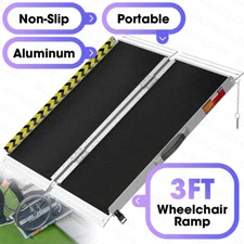 3FT Wheelchair Ramp Aluminum Folding Mobility Scooter Portable Non-Slip 600LBS