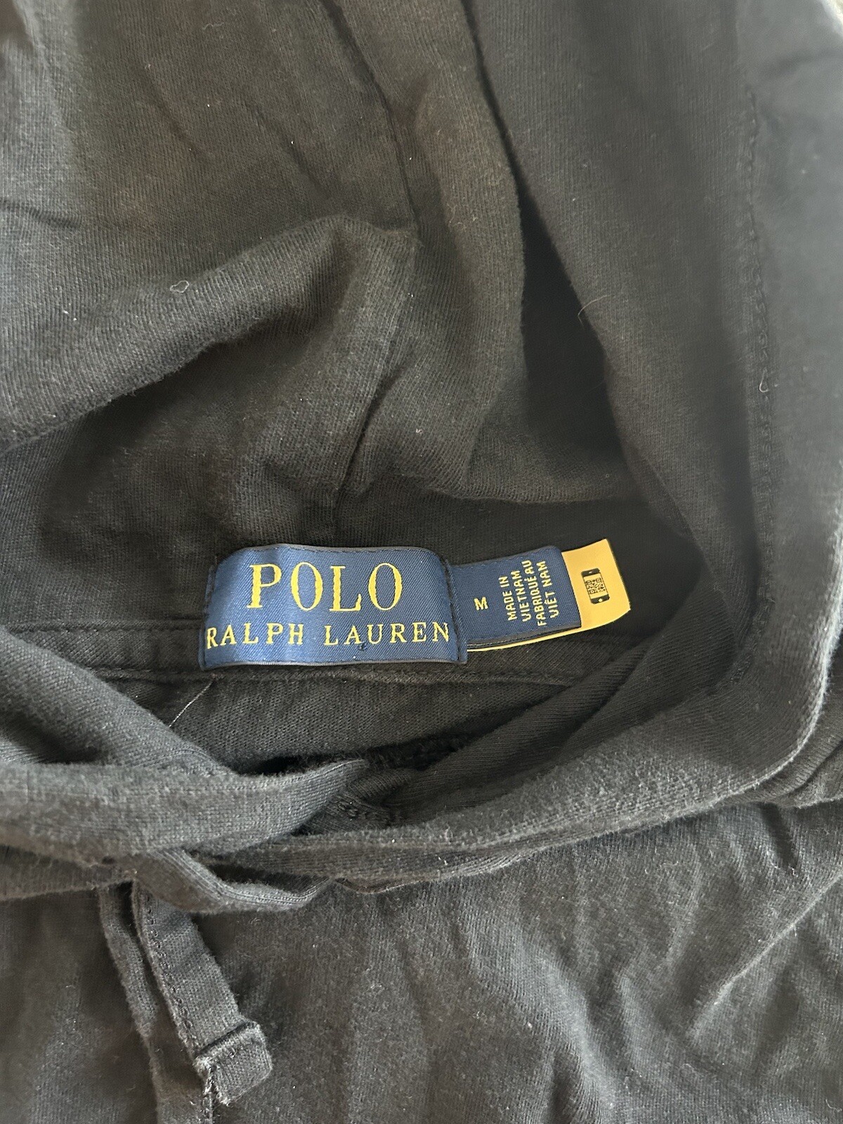 Polo Ralph Lauren felpa con cappuccio uomo M nera manica spellout grande pony camicia con cappuccio