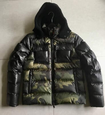 $1500 Michael Kors Camo Leather Down Shearling Jacket W/ Polo Ralph Lauren  Bag