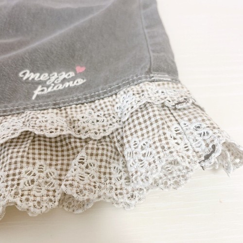 Mezzo Piano Denim Skirt Black Frill Lace Heart Pocket Simple Approx. H 130cm JP - Picture 3 of 24