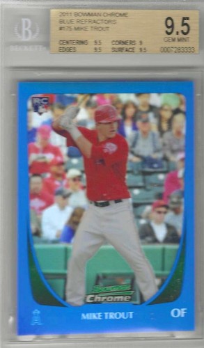2011 Mike Trout Bowman Chrome Blue Refractor RC #175- BGS 9.5 Gem Mint- #56/150