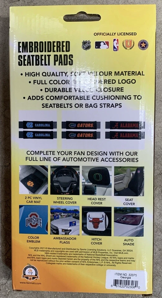 NCAA Georgia Bulldogs-cinturón de seguridad/gimnasio/bolsa de equipaje terciopelo suave almohadillas de correa-paquete de 2 Foto 2 de 4