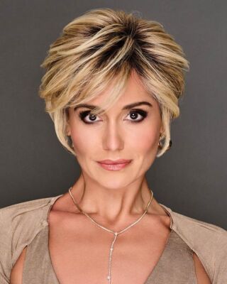Short Pixie Cut Ombre Golden Blonde Human Hair Wigs None Lace for White Women