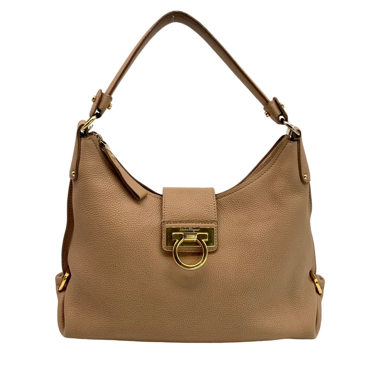 Salvatore Ferragamo Taupe Pebbled Leather Fanisa Hobo | eBay