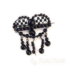 Antike Brosche Jett / Gagat * Herzbrosche *  schwarzer Trauerschmuck