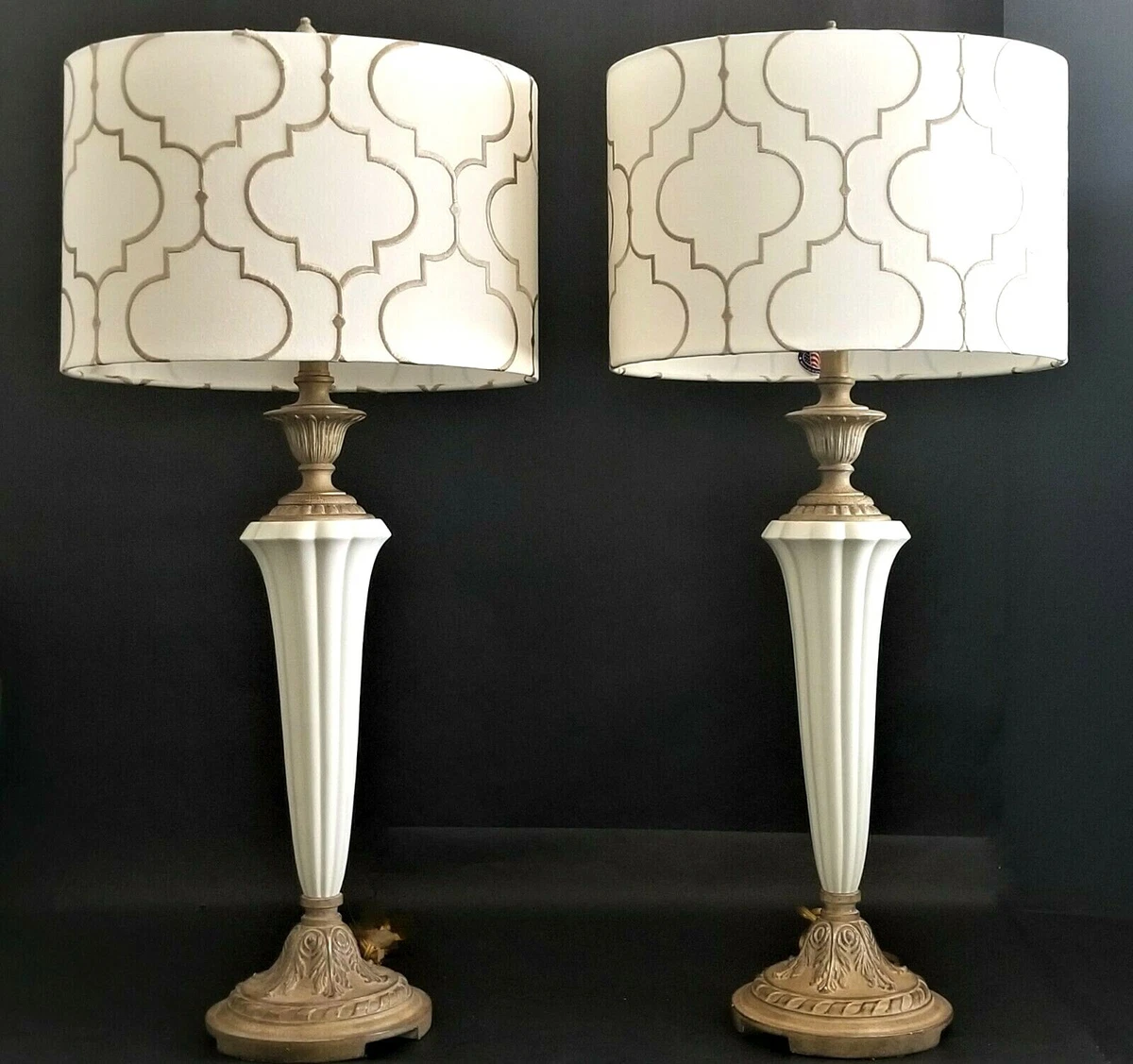 Pair of Elegant LENOX QUOIZEL Table Lamps with Coordinated Shades
