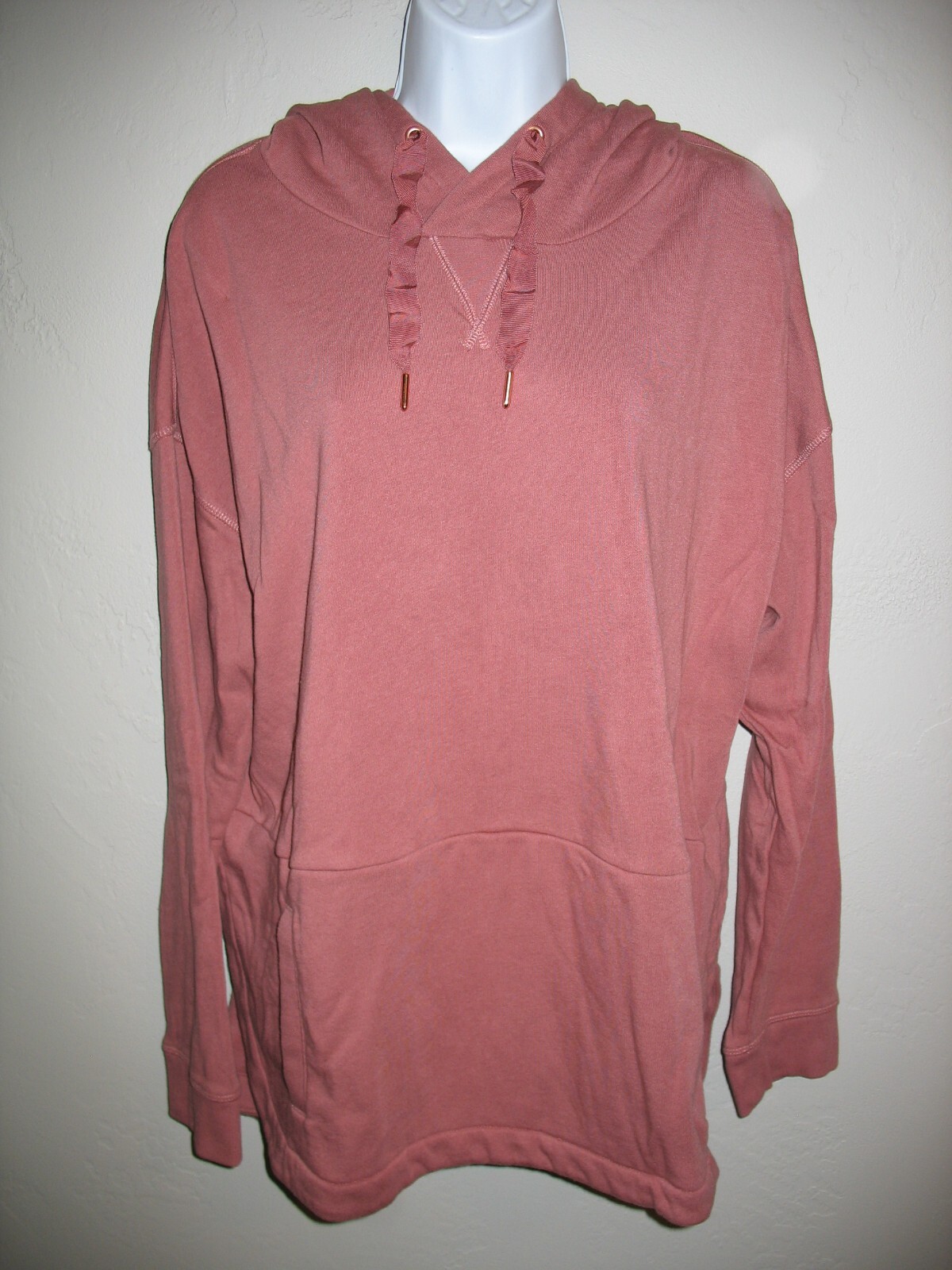 Old Navy Hoodie Sweatshirt Sz XL Rust Orange Oversized Long Side Slits Womens