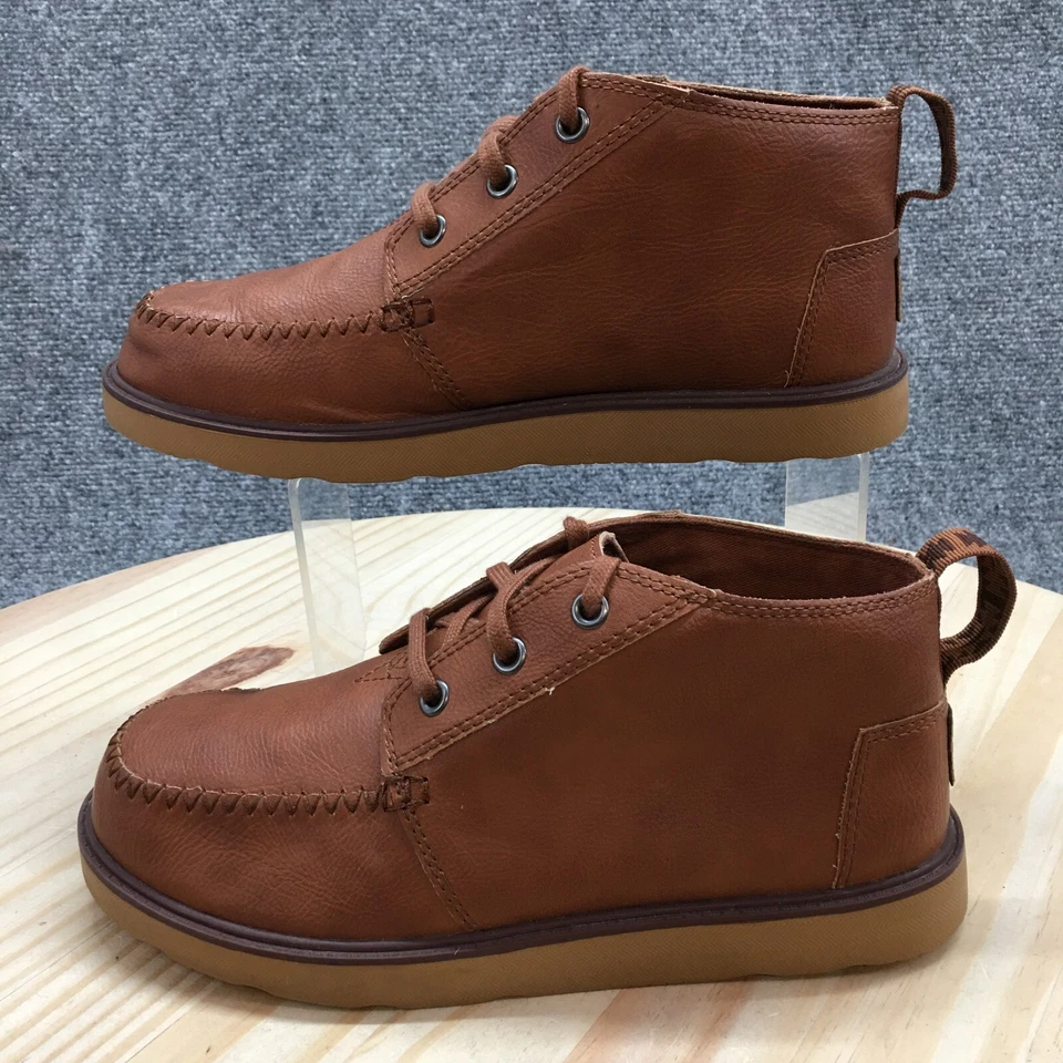 Toms Chukka Boots Youth 5 Brown Round Toe Laced Up Casual Leather 10009217 - Image 2 of 4