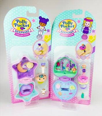 Polly Pocket Keepsake Collection Heritage Fairy Meadow Star Ring Case Playset X2