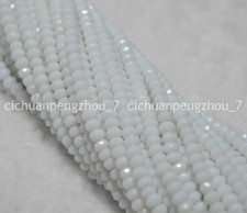 Natural Faceted 2x4mm White Jade Gemstone Rondelle Loose Beads Strand 15 inches