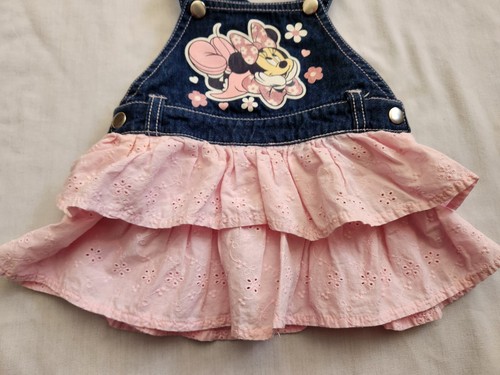 Disney Baby 3-6 Months Denim Minnie Mouse Adjustable Overall Bib Dress - Picture 3 of 9