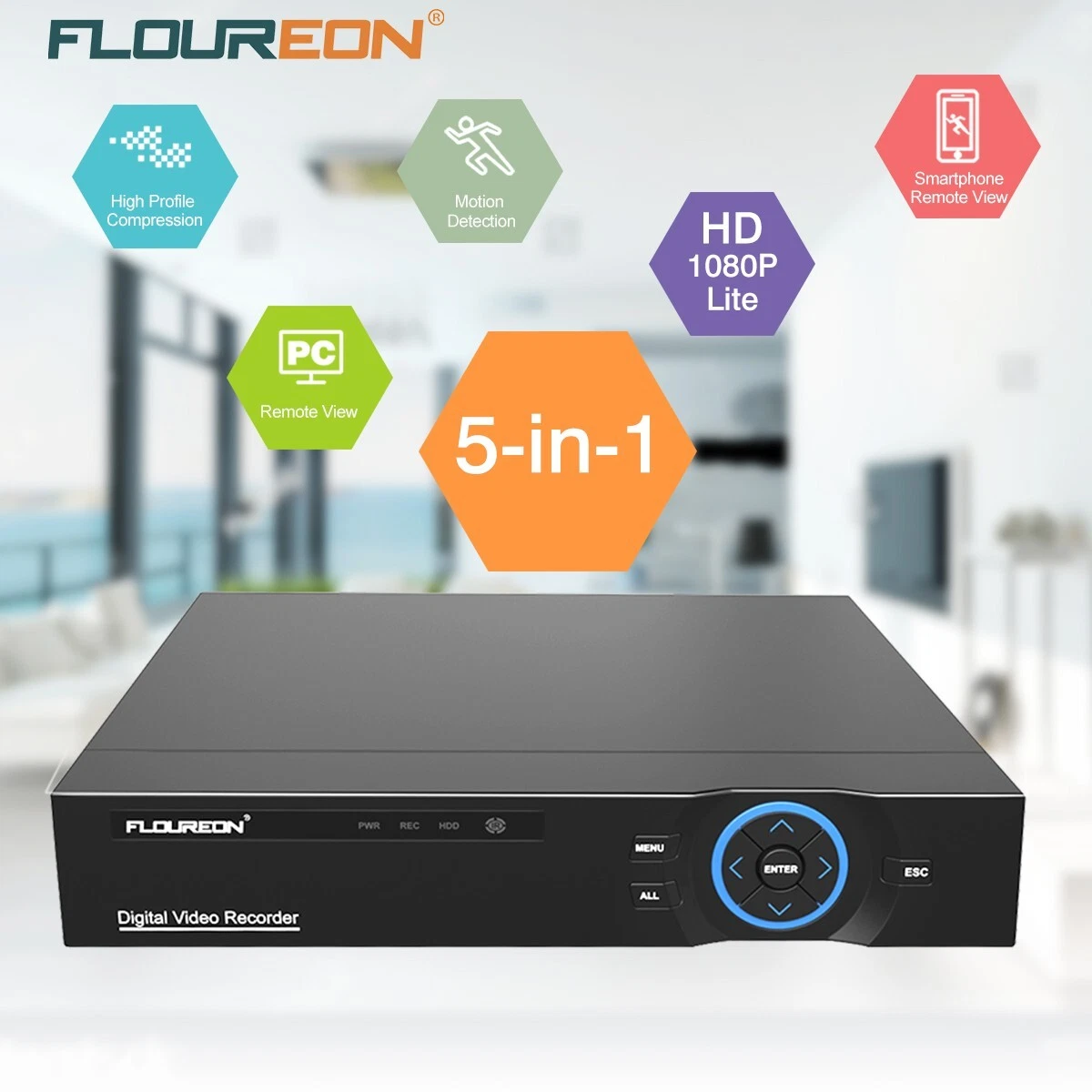 FLOUREON 16CH HD AHD 1080N 5 in 1 Digital Video Recorder DVR No